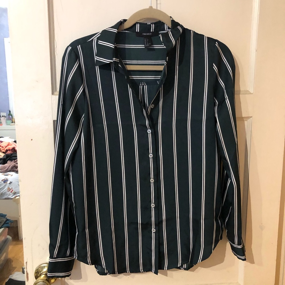 Forever 21 striped satin button down